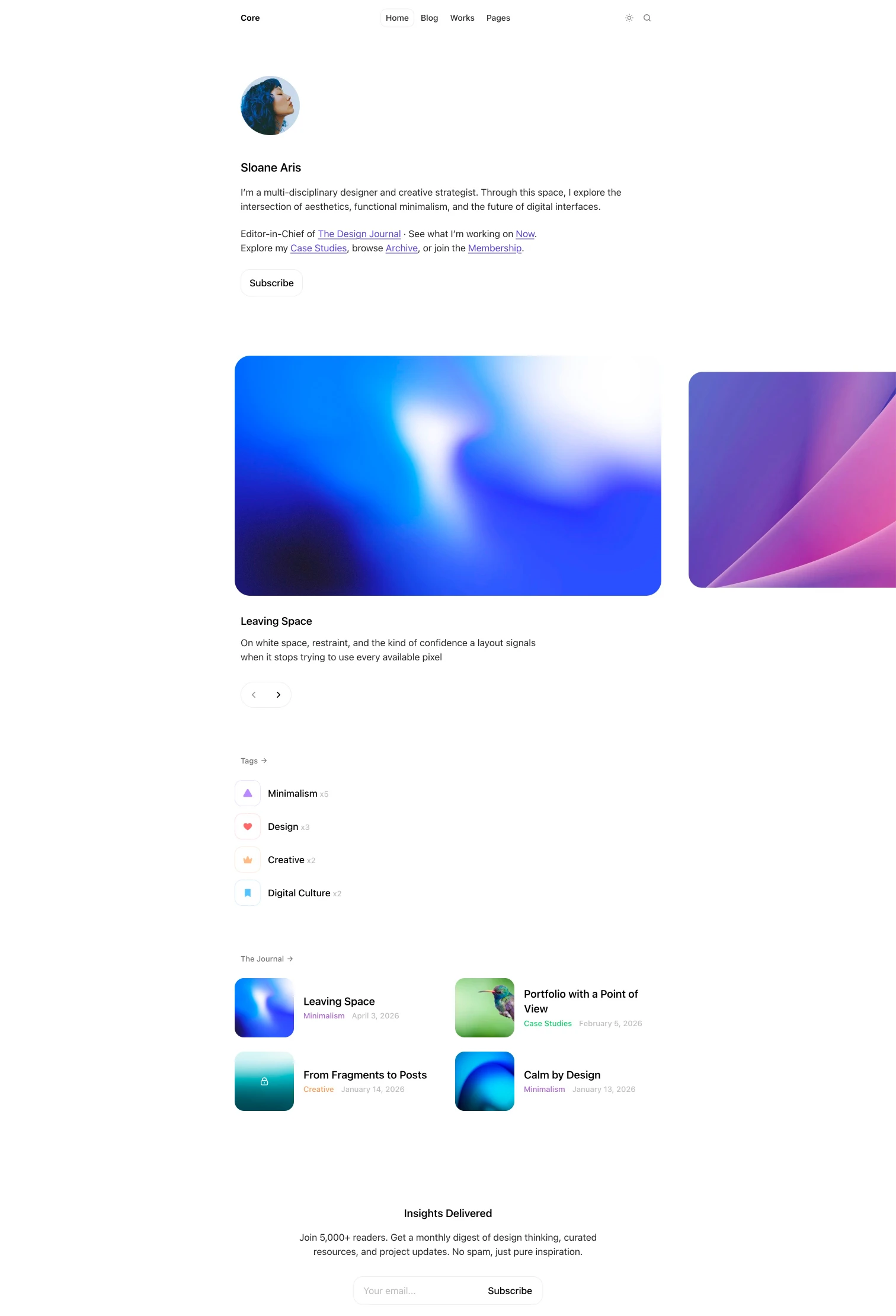 Core home page